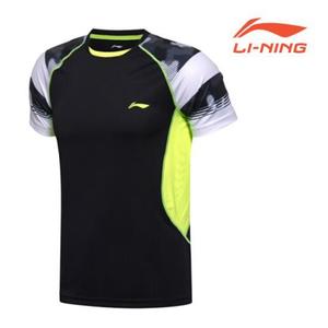 리닝 배드민턴복 남성용 국가대표 티셔츠 블랙 AAYM021-2